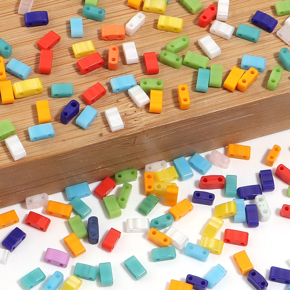 200 Stück tschechische Glasperlen mit doppeltem Loch, bunte lose Spacer-Perlen für DIY-Halsketten, Armbänder, Ohrringe, Schmuckherstellung. – Detail 6