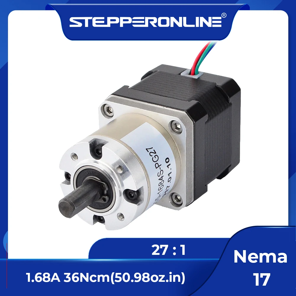 STEPPERONLINE Nema 17 Stepper Motor Bipolar w/Gear Ratio 5:1 27:1 Planetary Gearbox 1.68A L=40mm 4-lead CNC Robot 3D Printer