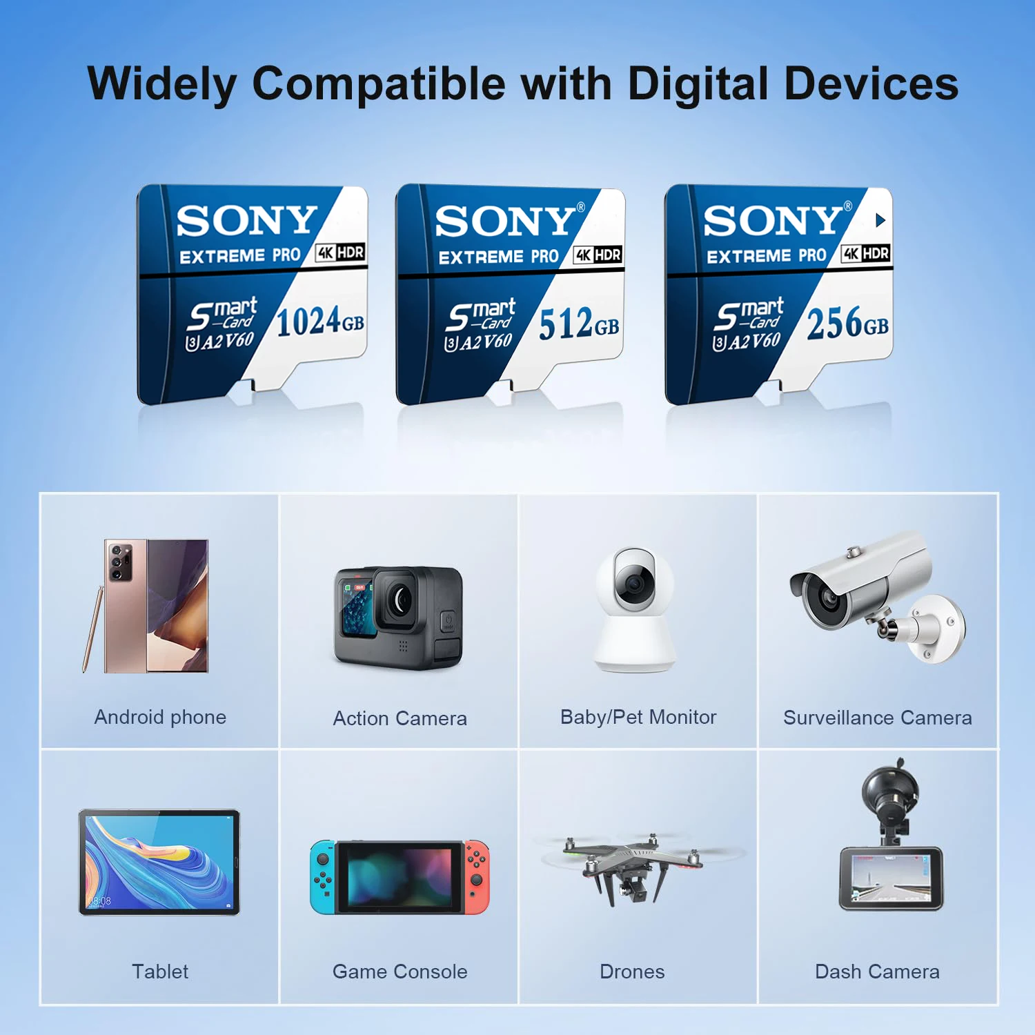 سوني 4K المتطرفة مايكرو TF بطاقة SD 64 جيجابايت 128 جيجابايت SD بطاقة الذاكرة 256 جيجابايت 512 جيجابايت 1 تيرا بايت فائقة السرعة A2 U3 بطاقة فلاش صغيرة للهاتف كاميرا الكمبيوتر #2