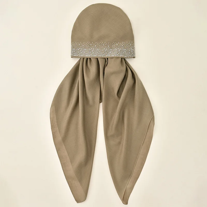 

Эластичная повязка на голову со стразами для женщин, мусульманский хиджаб, шляпа, женский модный мгновенный шарф, исламский тюрбан, бандана 75X25 см