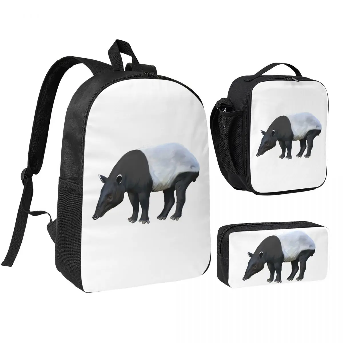 

Malayan Tapir Backpack Student BookBag School Bag Shoulder Bags 3ps Insulated Lunch Bag Pencil Case