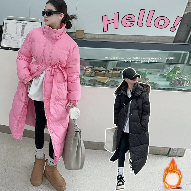 Girls' Winter Down Jacket 2024 New Fashionable Girls' Korean Style Children's Western Style Warmth Over the Knee