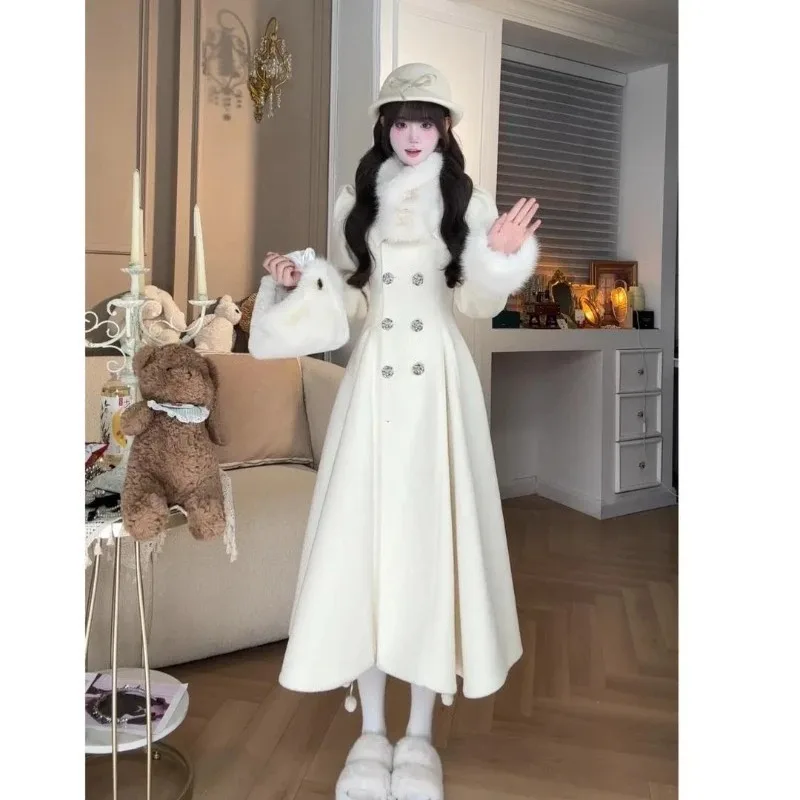 Women Exquisite Simple Fashion Personality Trend Winter Atmosphere Large Skirt Small Coat Temperament Waist Thickened Warm Coat