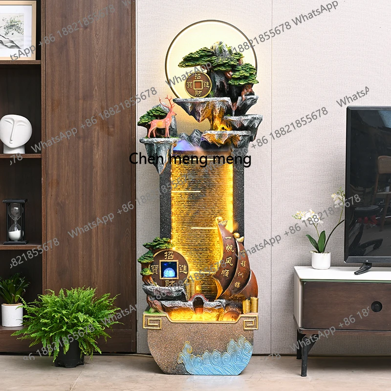 

Floor-to-ceiling rockery flowing water, circulating water ornaments, living room decoration and landscaping