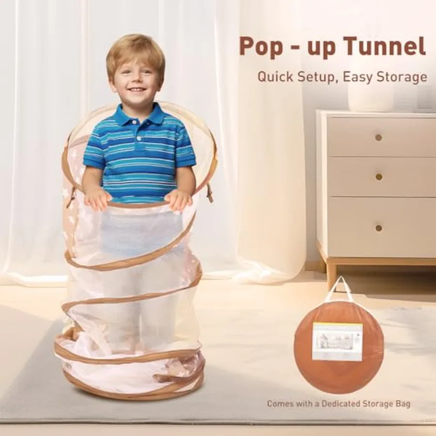 Kinderspiel-Tunnelspielzeug für Kleinkinder von 1–3,9 x 45,7 cm, Pop-up-Krabbel-Tunnelzelt für Jungen und Mädchen, Spieltunnel für Kinder zum Krabbeln