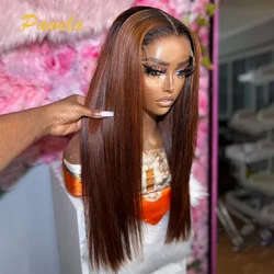 250% Density Highlight Bone Straight Lace Front Wig Ombre 1B Orange Colored 13x4 HD Transparent Lace Front Human Hair Wigs