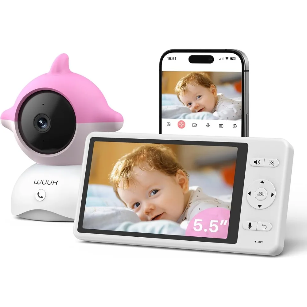 

Видеоняня 4 МП, 5,5-дюймовый дисплей, 360° ° Камера, AI Face/Rollover Detection, ночное видение, управление через приложение, аккумулятор 3700 мАч,