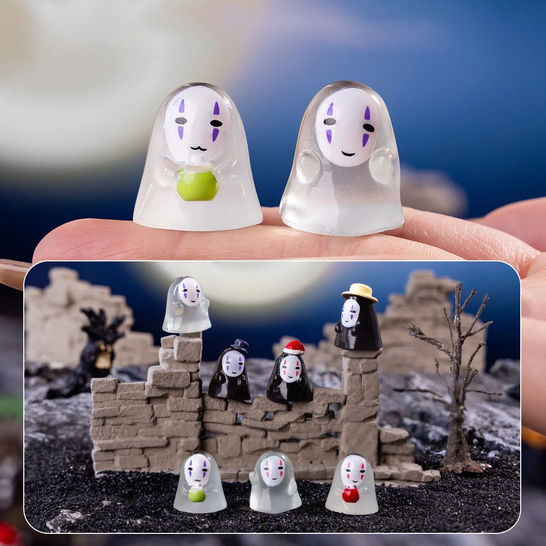 100pcs Halloween Luminous Faceless Men Decorations DIY Resin Accessories for Keychain Wholesale Mini Desktop Oranment