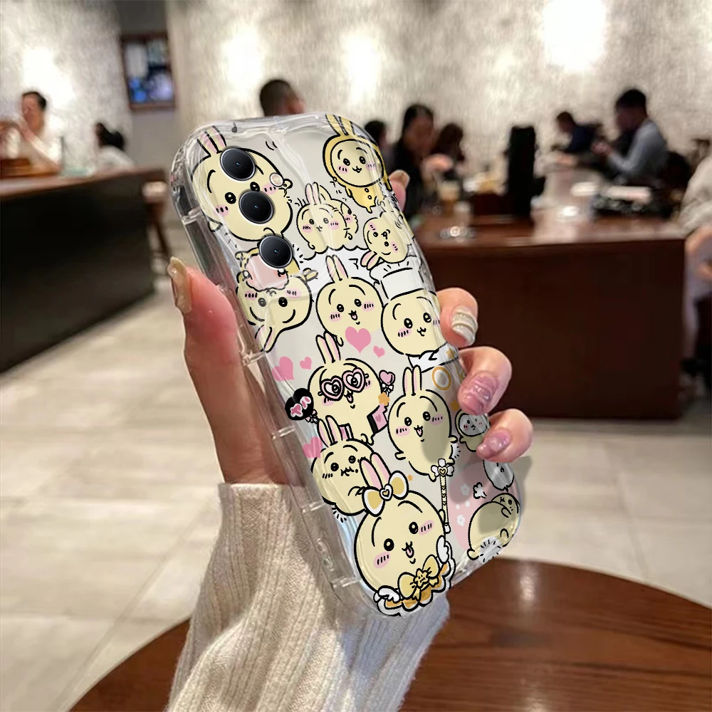 Comics Cute Chiikawas Kawaii 3D Wave Phone Case For Samsung Galaxy S24 S23 S21 S20 FE Plus Ultra 4G 5G Soft Silicone Back Cover