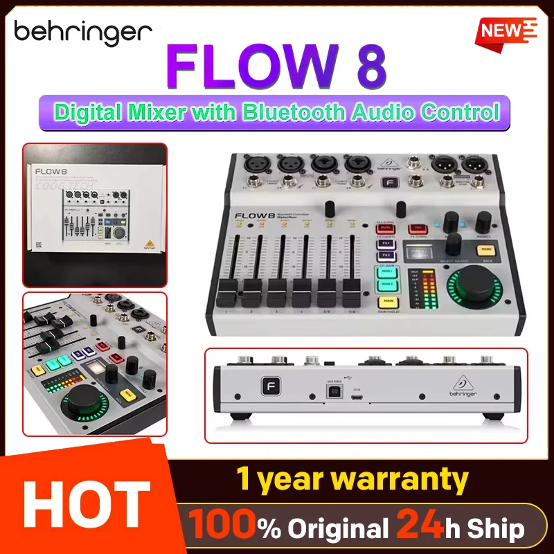 Behringer FLOW 8 FLOW8 Digital Mixer with Bluetooth Audio Control 10x2 USB Audio Interface Two MIDAS-Designed Mic Preamps