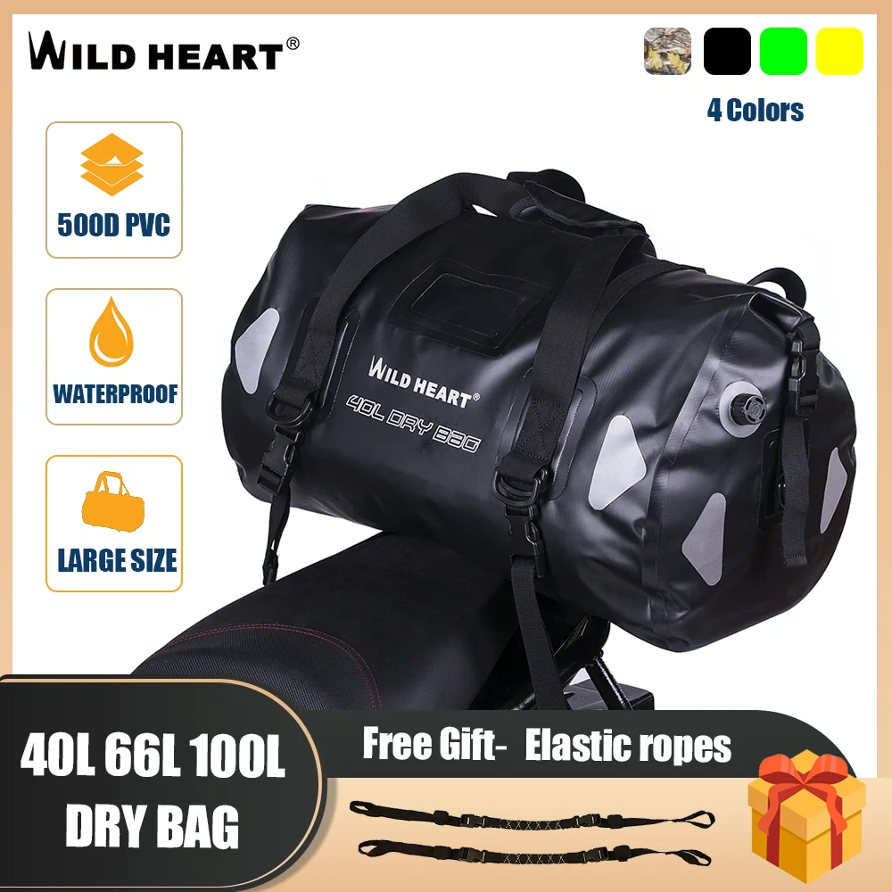 

WILD HEART 40L 66L 100L Waterproof Duffle Bag Motorcycle Bag Motorcycle Tail Bag Reflective Motorcycle Seat Bag