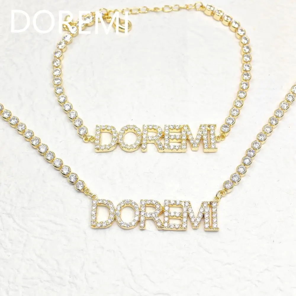 

Lateefah name CZ custom name Tennis chain necklace crystal Zircon personalized name letter necklace bracelet collection