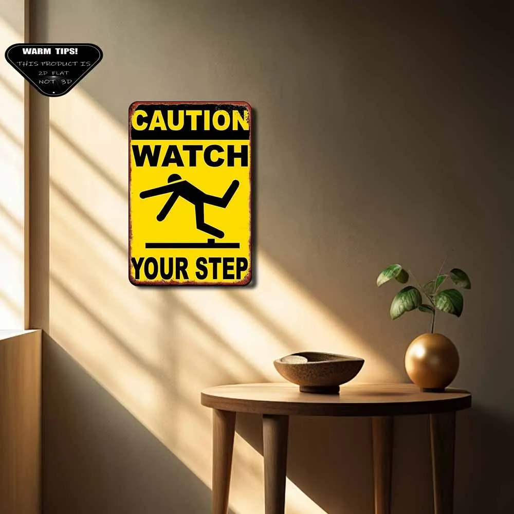 قطعة واحدة، علامة القصدير، التحذير: ذهن خطوتك - لوحة القصدير مناسبة لغرفة النوم، البار، المرآب، الحديقة، الديكور الخارجي، ديكور الحائط، #4