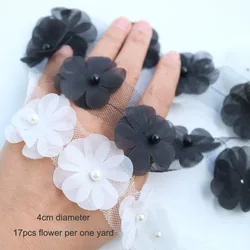 Clearance 5yards White embroidery Cotton lace trims for Clothes flower trimmings and ribbons DIY craft sewing accessories