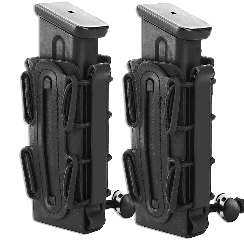 2Pcs 9mm Mag Pouches Pistol Magazine Pouch Soft Shell Magazine Pouch Tactical Rifle Fast Mag Carrier Holder for Belt&Molle Sytem