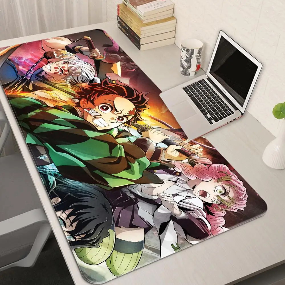 

13-D-Demon layer Kimetsu No Yaiba Mouse Pad Keyboard Desk Mats, Kawai Rubber, Non-Slip Desk Mat, XXL90x40cm