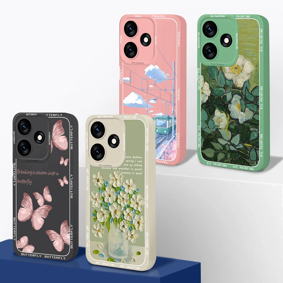 Custodia per Tecno Spark 10 10 Pro 10C bellissimi fiori retrò custodia protettiva in Silicone liquido Coque per Spark10 10Pro 10 C Funda