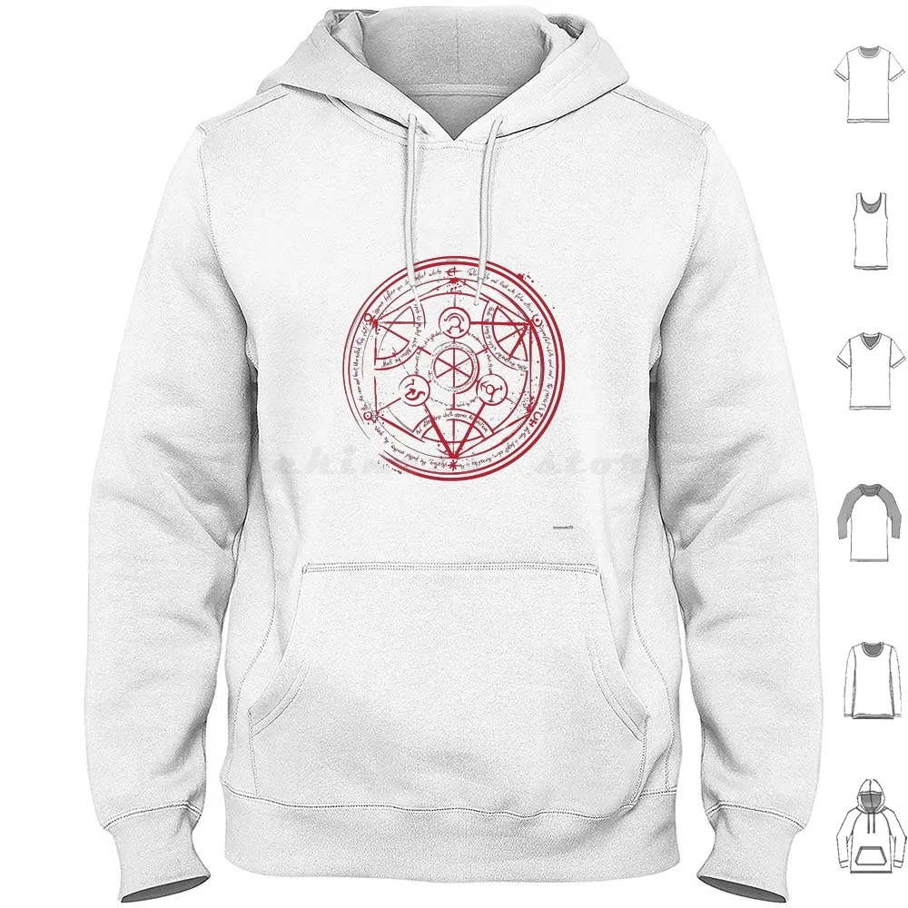 Sudadera con capucha Transmutation Circle de algodón de manga larga Alchemy Homunculus Brotherhood Anime Manga Alphonse Elric Edward Elric