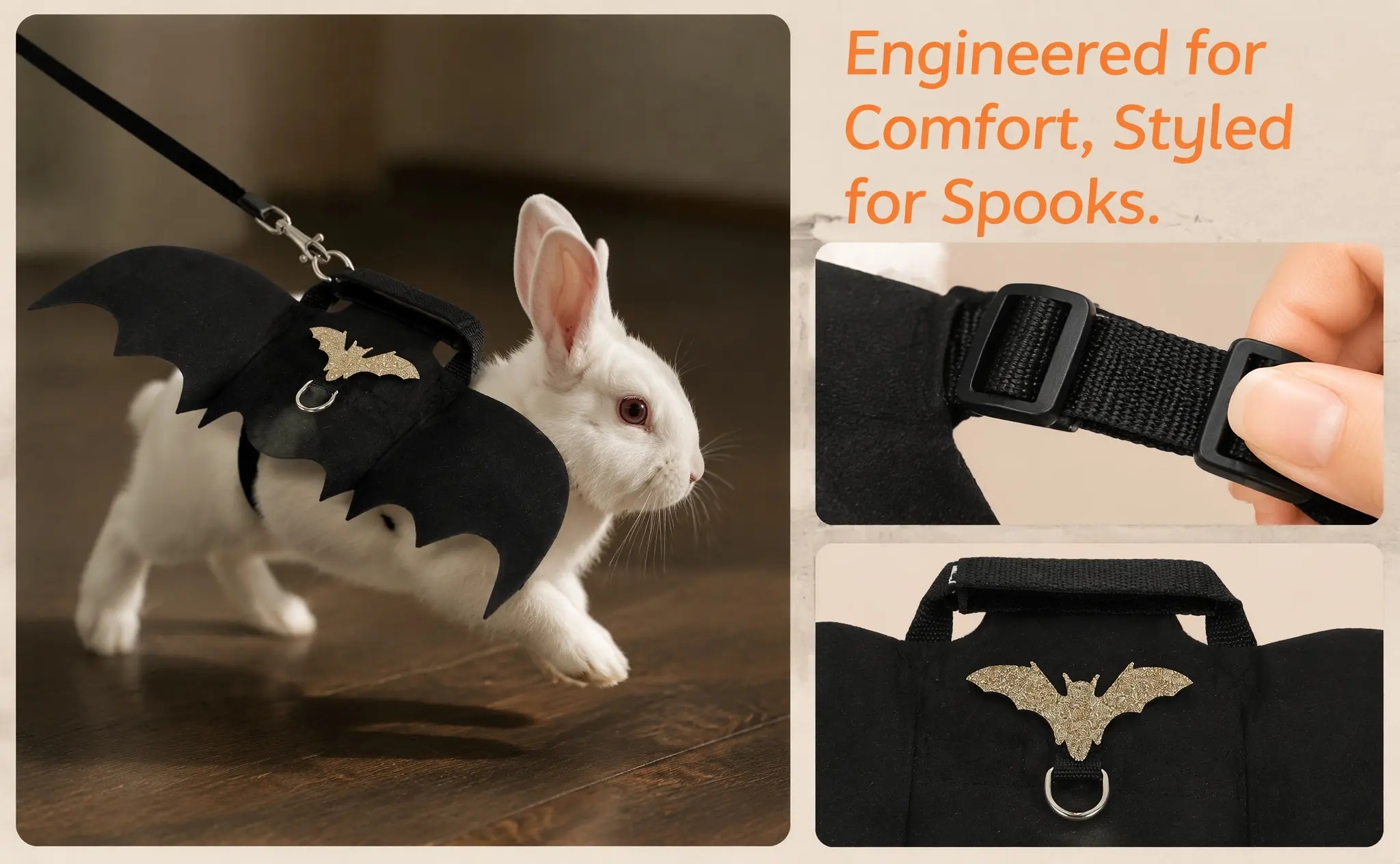 1Set Decorative Bunny Harness Bat Wings Halloween Rabbit Clothes Wear-Resistant Harness Bunny Accessory Rabbit Wings Cosplay Pet