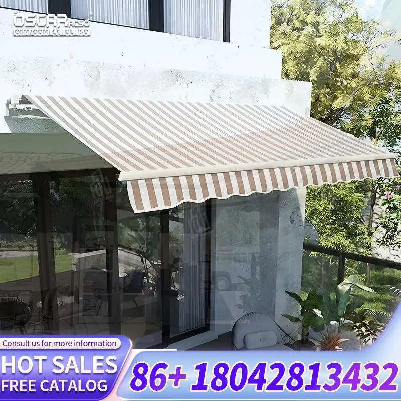 Retractable Sun Shade Window Awning Manual Patio Drop Arm for Balconies Gardens Terraces Retractable Awning