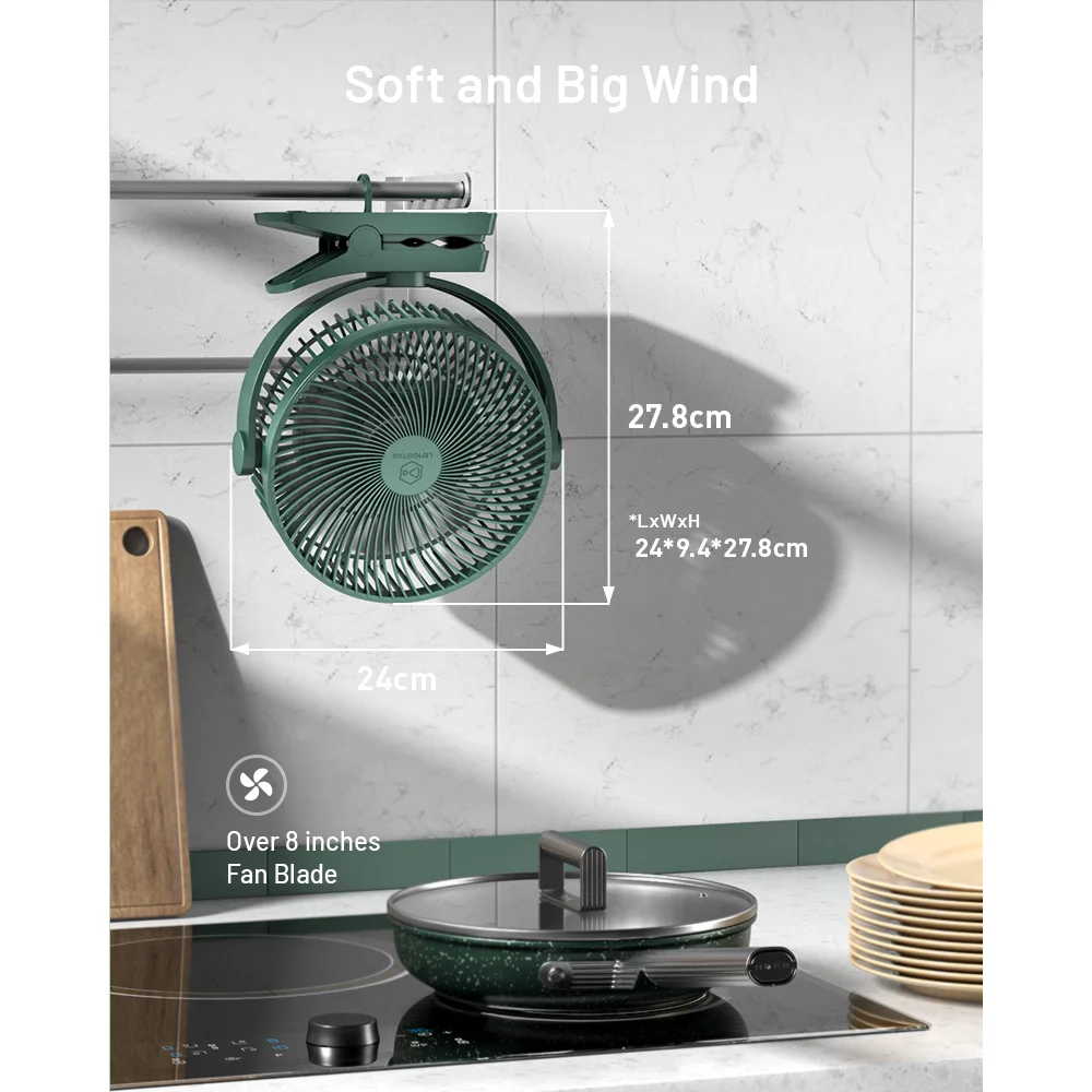 USB CLIP FAN 11W 8 Inch Multifunctional Clip Fan 720 Rotation 4 Speed Setting Fan RECHARGEABLE Clip Fan 1000MAH BATTERY