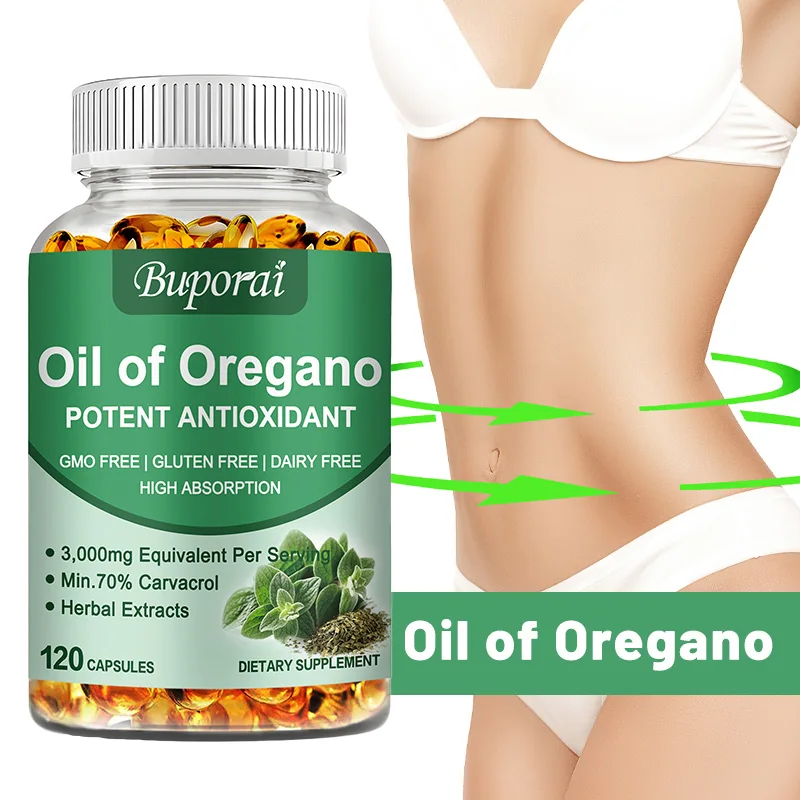 

Oil of Oregano - Antioxidant, Intestinal Cleansing, Supports Gut & Digestion Health, Improves Mood, Boosts Immunity, Non-GMO