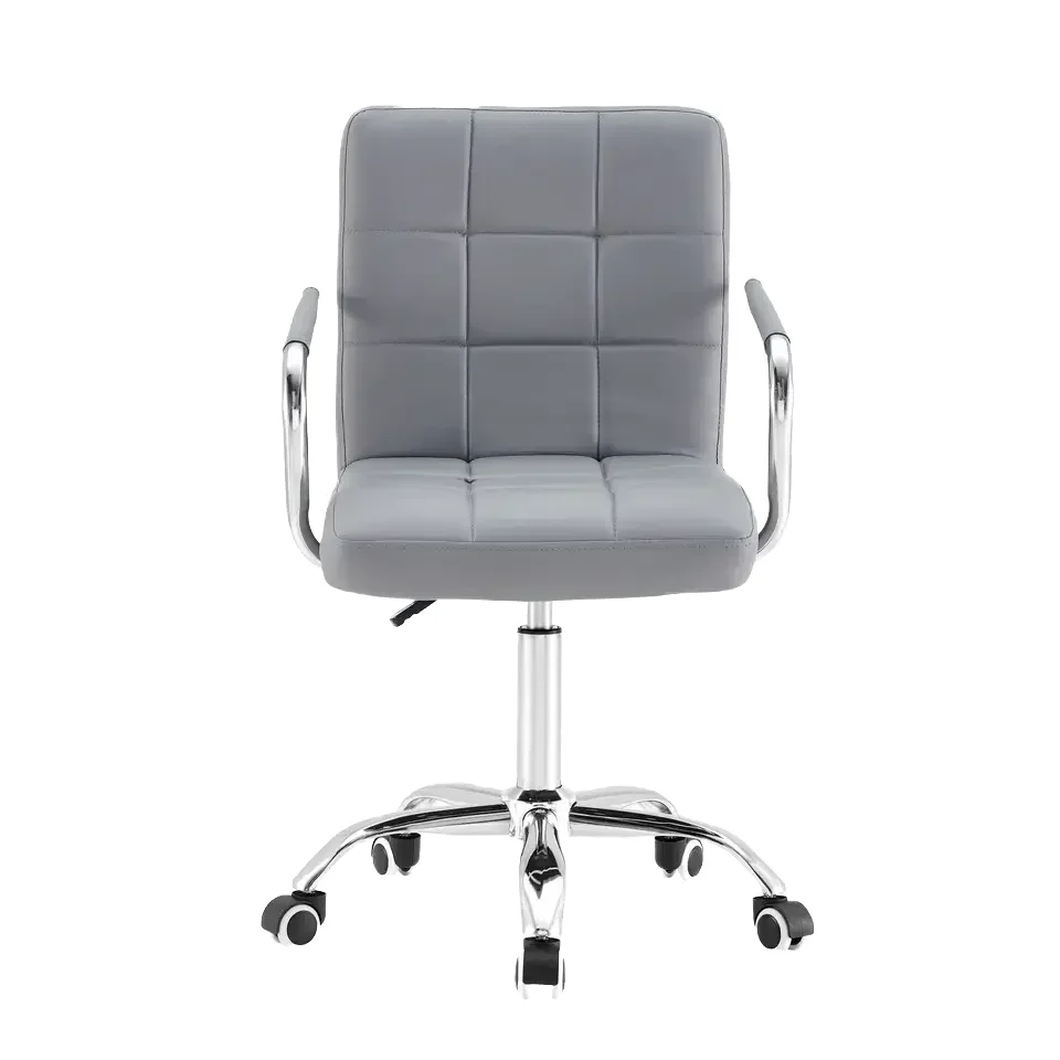 High Quality Modern Leather Executive Office Computer Chair Fixed Armrest Chrome Customized Color Nylon Base Home Office