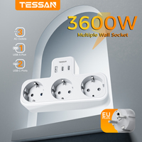 TESSAN Multiple Socket Power Strip with 3 Outlets +1 USB Port +2 Type C, 6-in-1 Plug Socket Adapter Wall Charger for Home Office