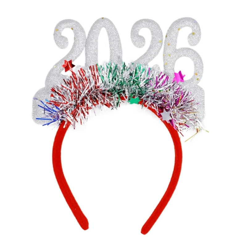 

Year of 2026 Glittering Hairband Adjustable New Year Hair Hoop For Adult Kids