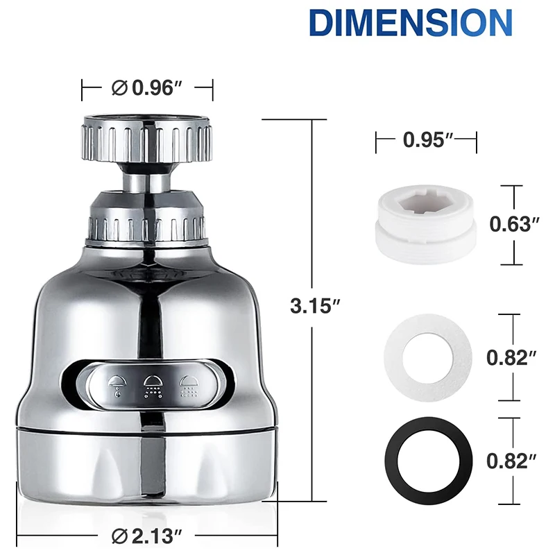 Zhangji verstellbarer drehbarer Küchen armatur 360-Grad-Belüfter-Sprühfilterdüsen-Diffusor Wassers pa render Bad armatur anschluss