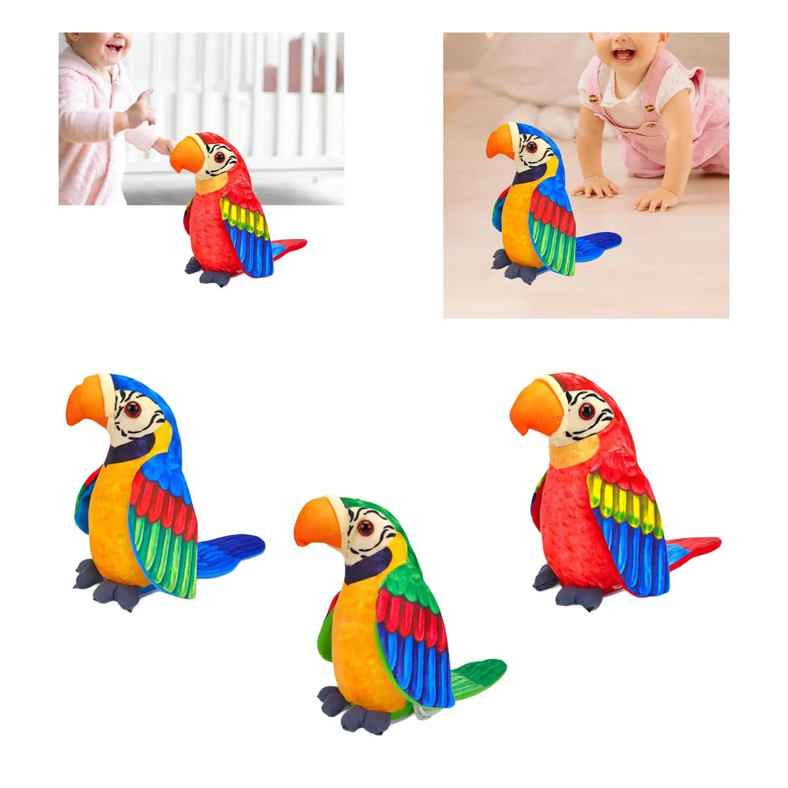 Realistic Electric Parrot Toy Kids Plush Bird Doll for Newborns Kids Baby