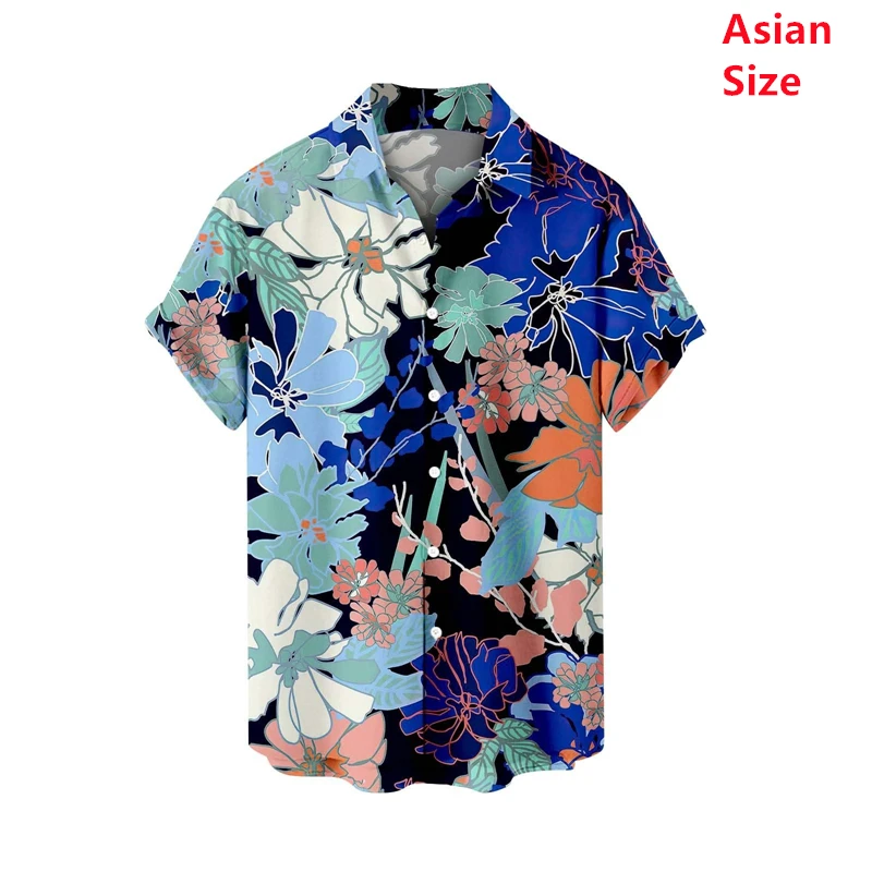 

Summer Man Shirt Social Casual Hawaiian Floral Short Sleeve Shirt Vintage Flower Pattern Beach Harajuku Fashion Luxury Clothing