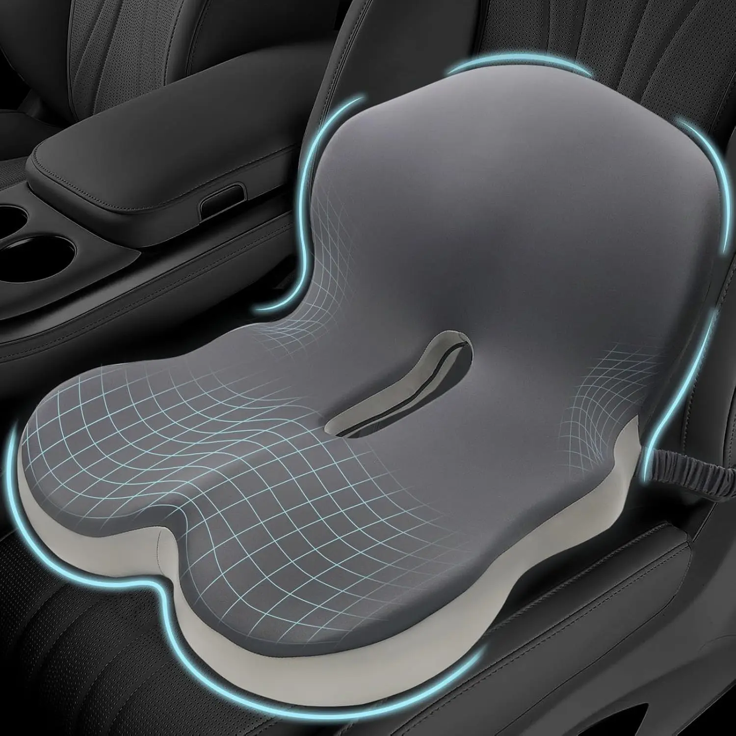 

Memory Foam Seat Cushion for Sciatica & Back Pain Relief - Ergonomic Chair Pad with Adjustable Strap, Non-Slip for Car, Truck