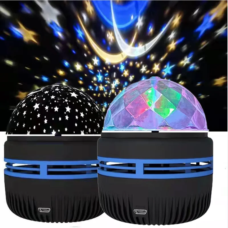 Rotating Crystal Magic Ball Sky projector lights stars Moon colorful atmosphere lamp car flashing stage lights