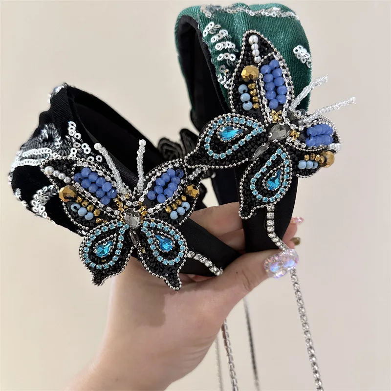 

Bling Bling Rhinestone Hairbands for Women Long Tassel Bow Bands Korean Designer Headband Wedding Hair Band Accessories Gifts