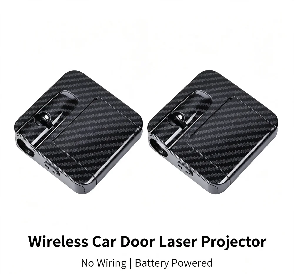 Wireless Car Door Laser Projector 2Pcs HD Welcome Shadow Light, No Wiring Battery Powered Car Door Courtesy Light Auto Decor Acc
