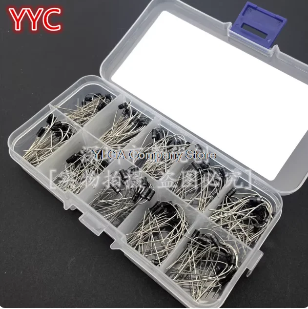 10 specifications of 200 rectifier diode sets 1N4001-1N4007 1N5817-1N5819  20 per grid, a total of 200