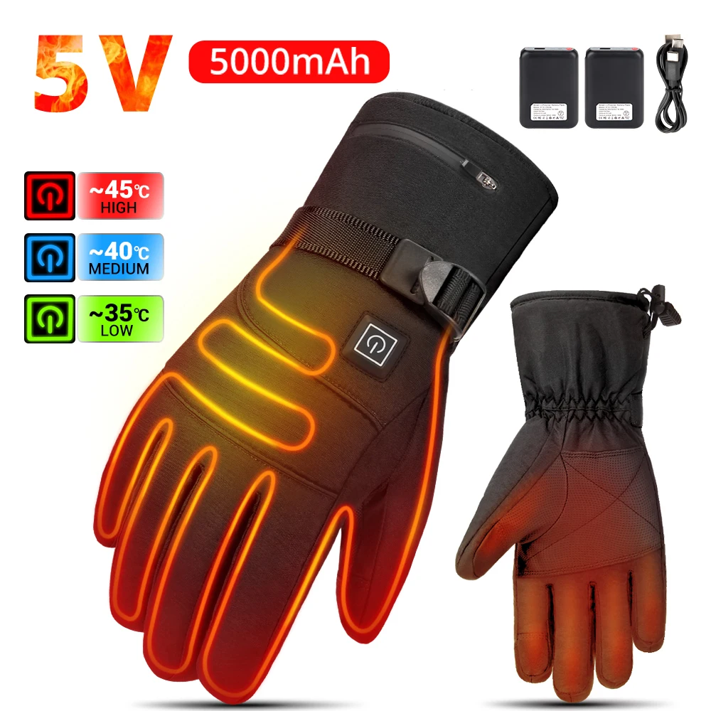 

Motorcycle Gloves Waterproof Heated Gloves Heated Guantes Touch Screen Battery Powered Motorbike Racing Heating Gloves Winter