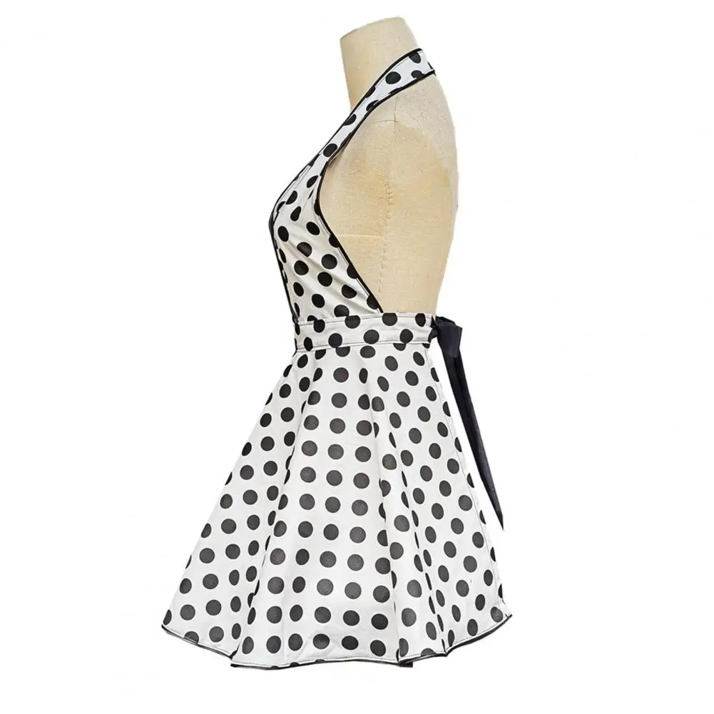 ผ้ากันเปื้อนครัวน่ารัก Cafe Chef Apron Vintage Polka Dot ผ้ากันเปื้อนครัวสําหรับผู้หญิง Retro น่ารักเซ็กซี่ V คอผ้าฝ้ายผ้ากันเปื้อนสําหรับ Home