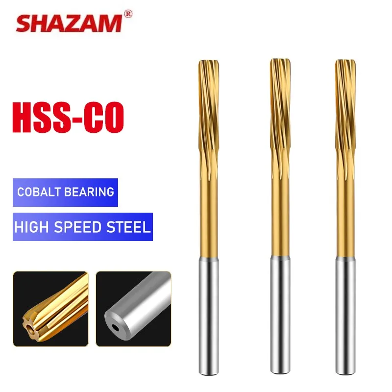 

SHAZAM HSS-CO Helical Reamer Cobalt Titanium Plated Stainless Steel Special Straight Shank Reamer 3-20 Decimal Point Reamer