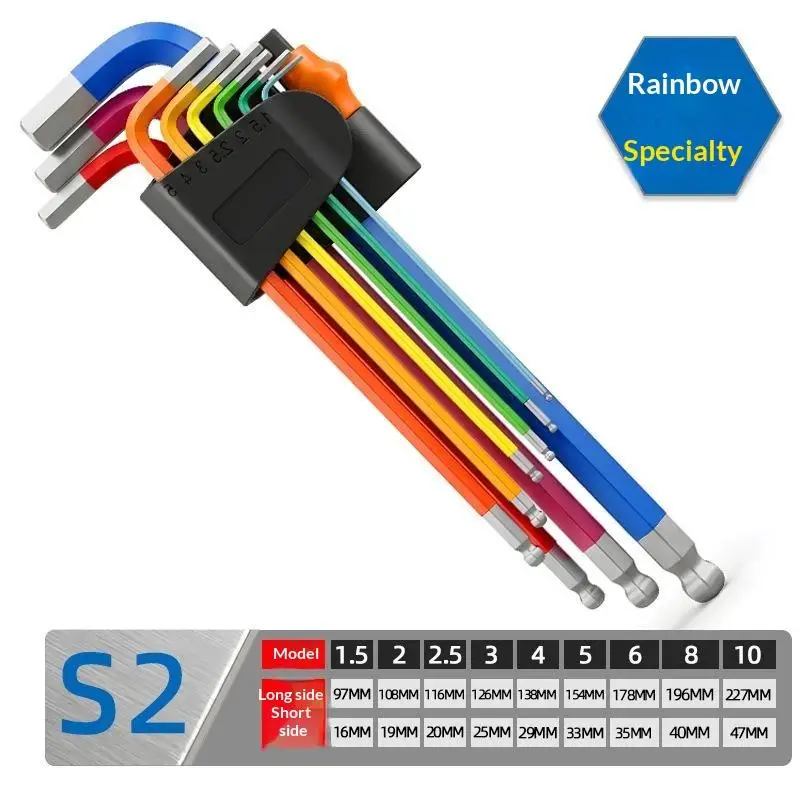 L Shaped Hex Key Set 7/9Pcs Durable Allen Wrench Kit High Strength for Bicycle Repair Garage Home Maintenance