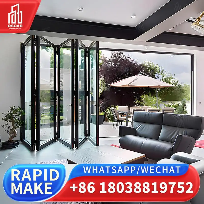 

Настраиваемая алюминиевая раздвижная складная дверь, идеально подходящая для коммерческих помещений в заводах ЕС, прямая продажа, алюминиевая складная дверь