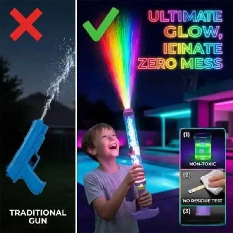 YSUN-For Party Gift Rainbow LED Water Blaster New Glowing Summer Fun Water Gun, Sparkles Like Magic