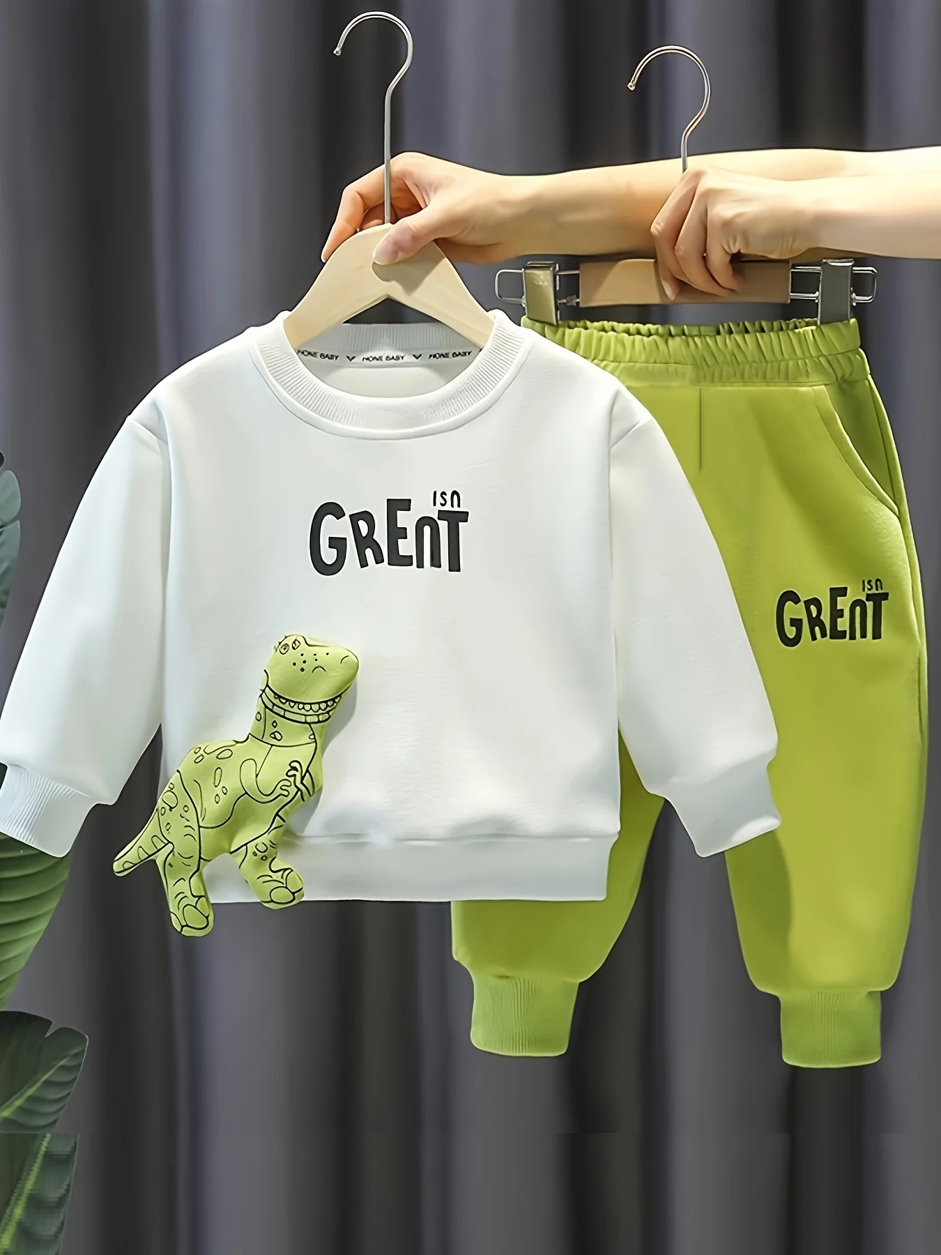 Autumn Baby Girl Boy Clothes Set Children Cartoon Dinosaur Sweater Pullover Top and Pant 2 Pieces Suit Letter Outfit Tracksuit