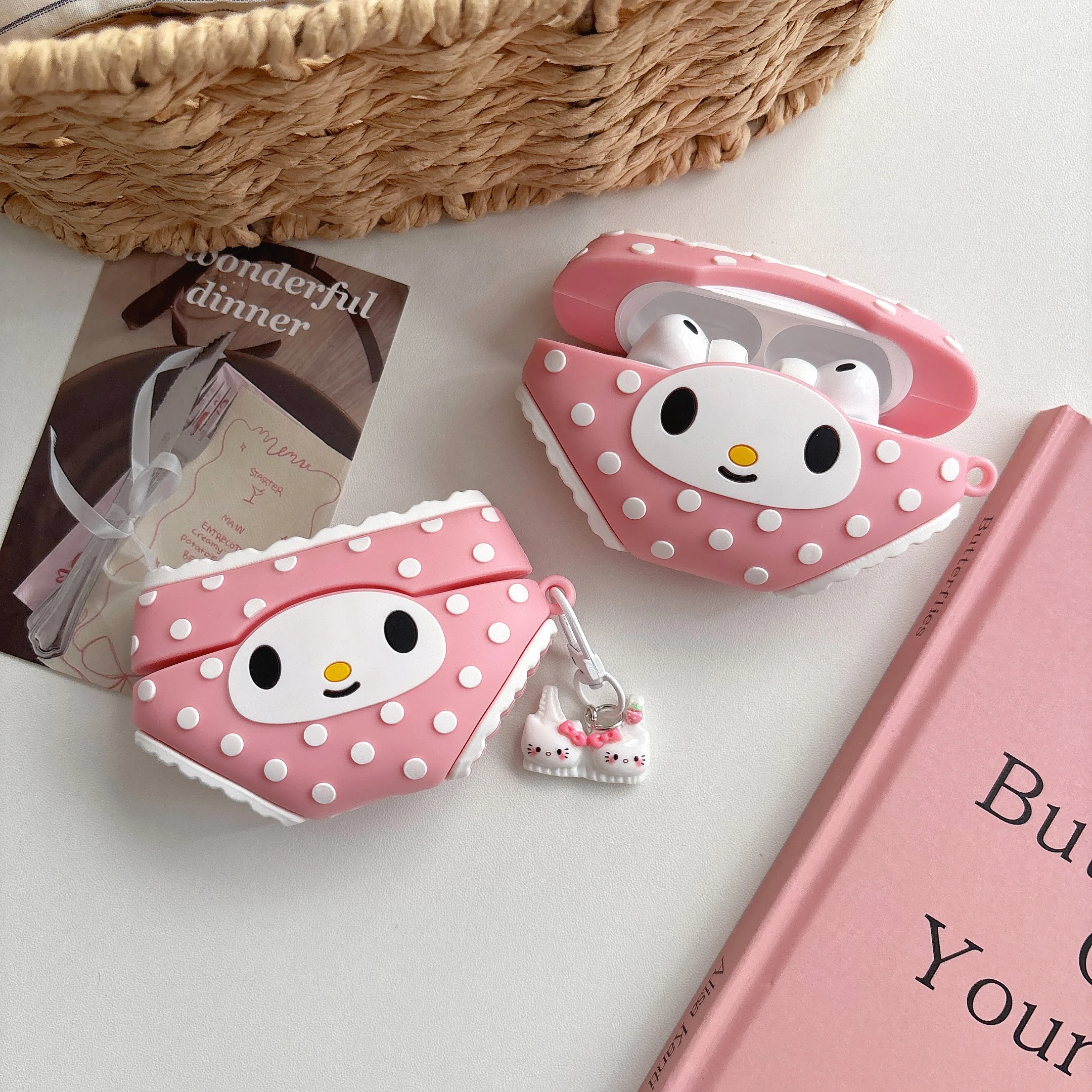 Birthday Weird Gifts Silicone Case Pink Underpants Cute for Melody Cartoon Anti-drop Headphone Case for Airpods 4,Pro3,Pro2