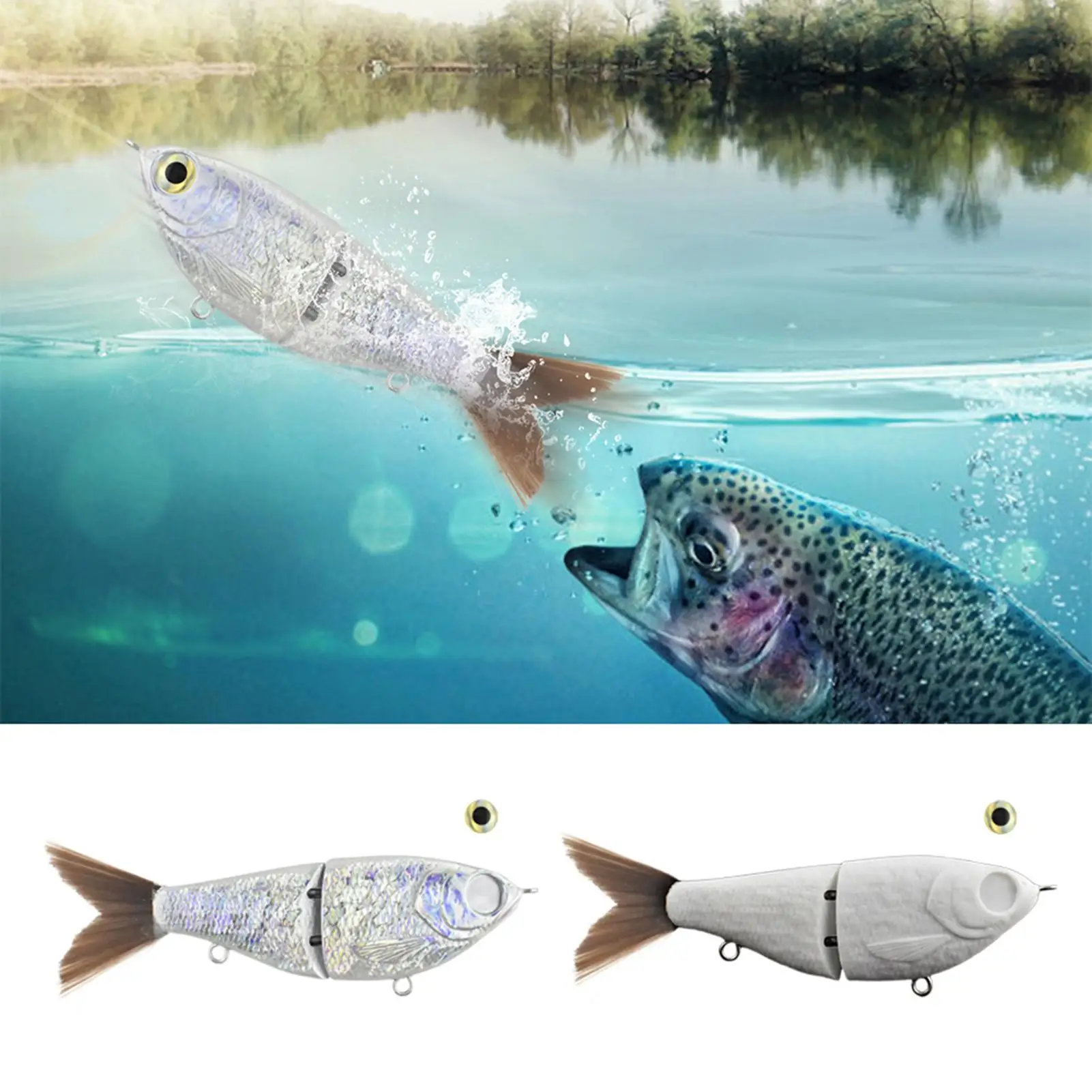 Glide Baits für Hecht, Lachs, Forelle, Oberflächenköder, einfach gegliederter Swimbait, Bass-Angelköder für Zander, Forelle, Bass