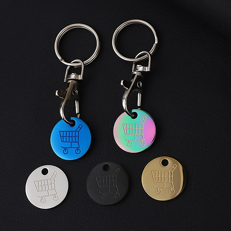 

Shopping Trolley Key Ring Token Chip With Carabiner Hook Practical Alloy Portable Charm Bag Phone Pendant Keychains