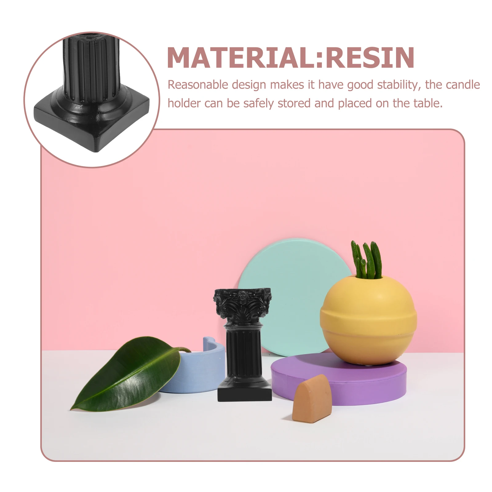 Soporte de estatua de resina, columna romana, decoración de escritorio, negro, Vintage, decoración del hogar, Micro paisaje, suministros para fiestas, clima, 2 uds.