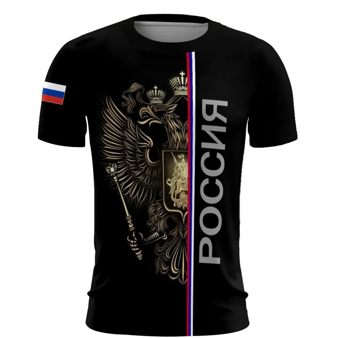 

2025 summer new Russian men's T-shirt 3d Russian flag short-sleeved T-shirt Men's T-shirt Men's casual ventilated sportswear