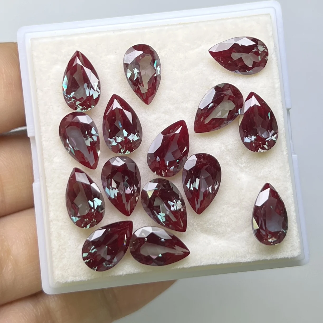 7x11mm Pear Cut Alexandrite Stone Lab Created Water Drop Alexander Color Change Purple Green Gemstone